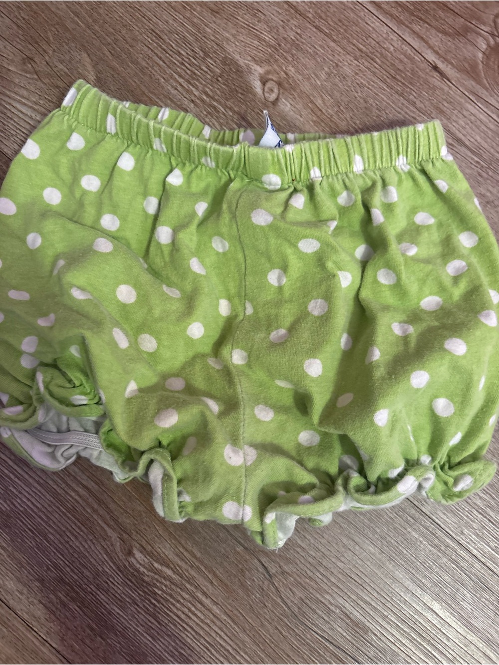 Toddler Lime Green Polka Dot Ruffle Shorts